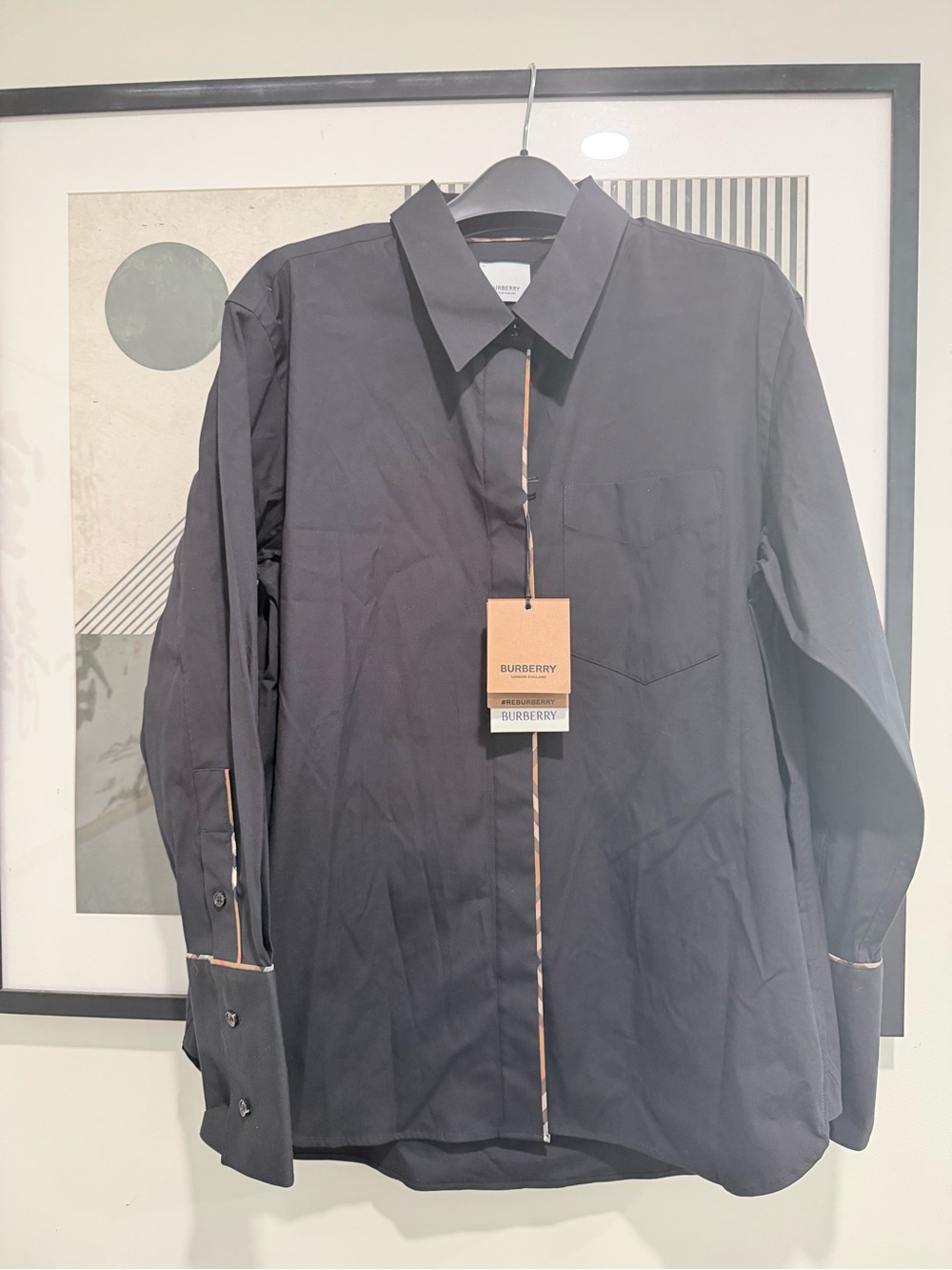 NEW BURBERRY Women's Nova Check Color Black Button Up Shirt